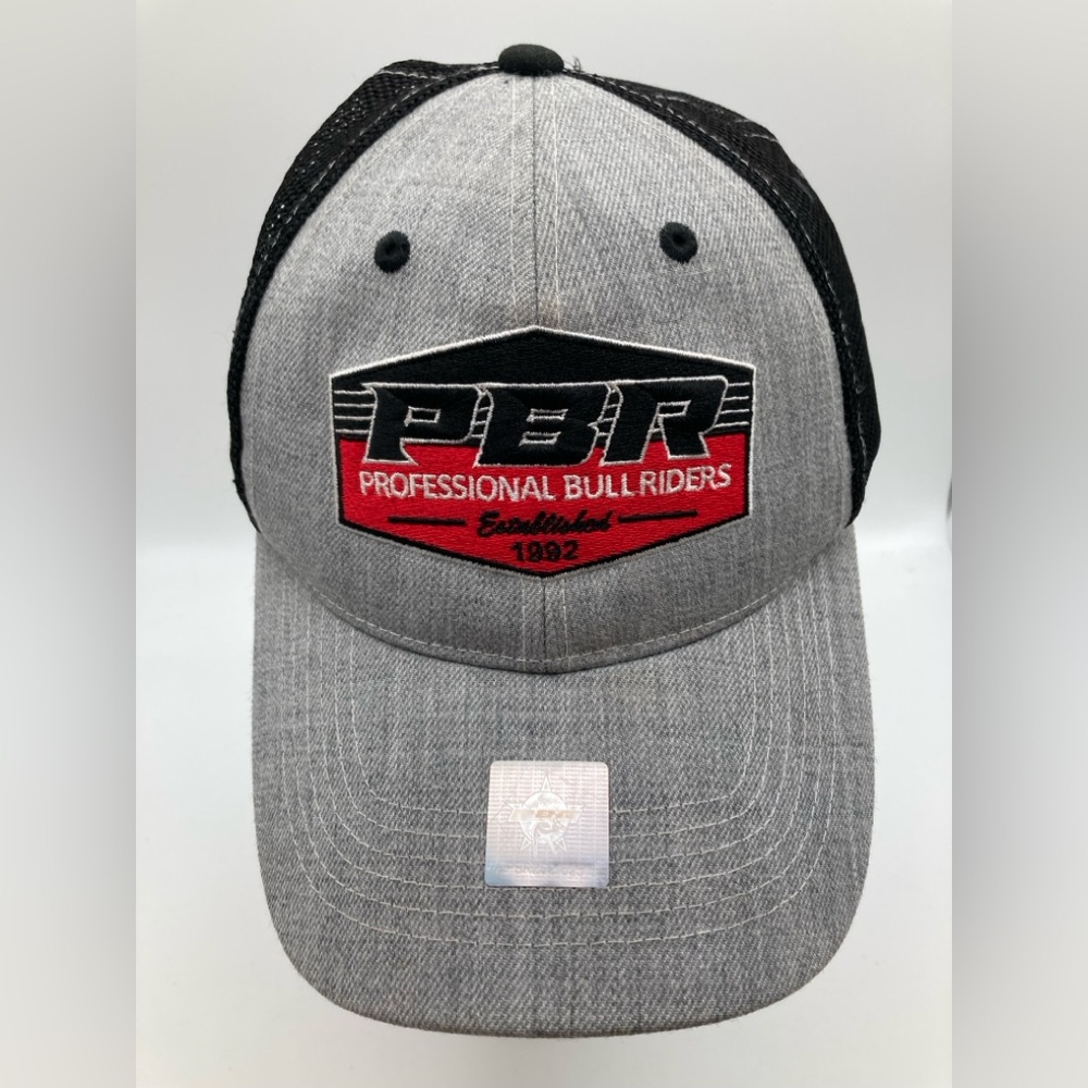 PBR Professional Bull Riders SnapBack Trucker Hat Black Gray OS Adjustable Mesh